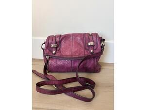 b. makowsky Purple Textured Leather Crossbody Bag